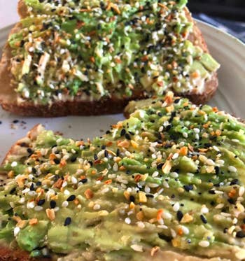 Reviewer photo of the seasoning on top of an avocado toast