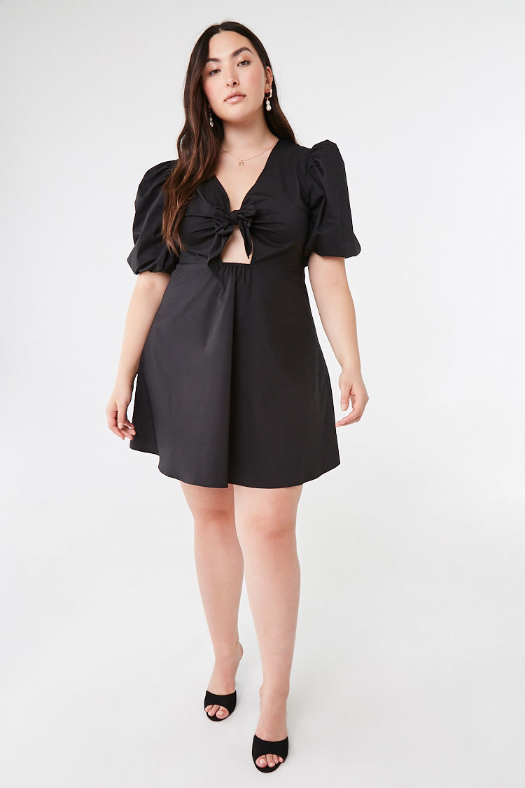 Black frill cut 2024 out tea dress