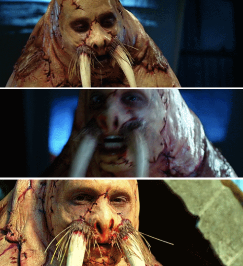 Justin Long transforming into a giant walrus