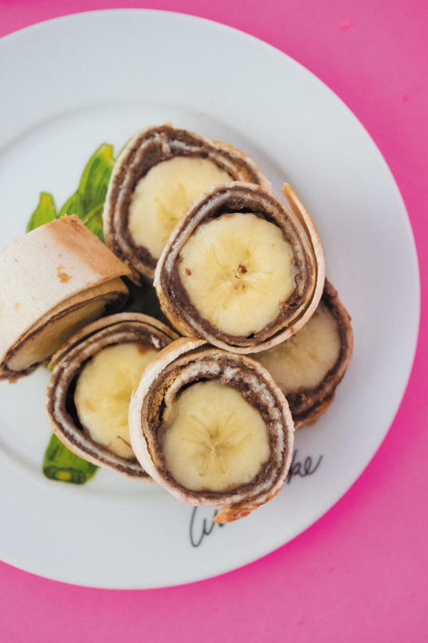 Banana crepe roll-ups.