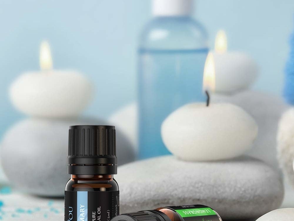 Two essential oil bottles