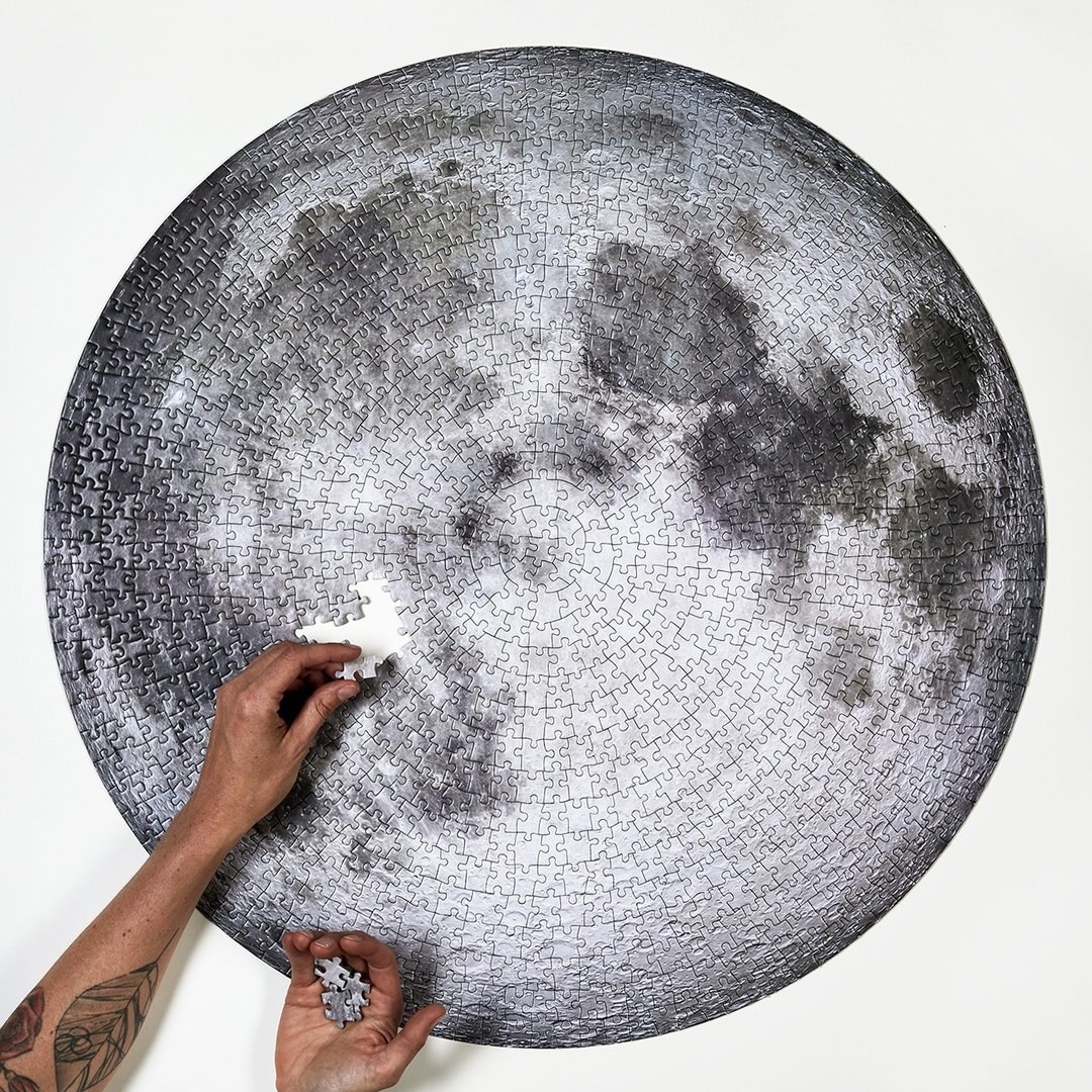 Giant puzzle shaped to look like the moon 