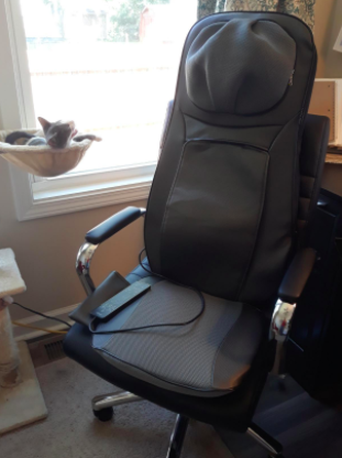 reviewer pic of the mat on an office chair