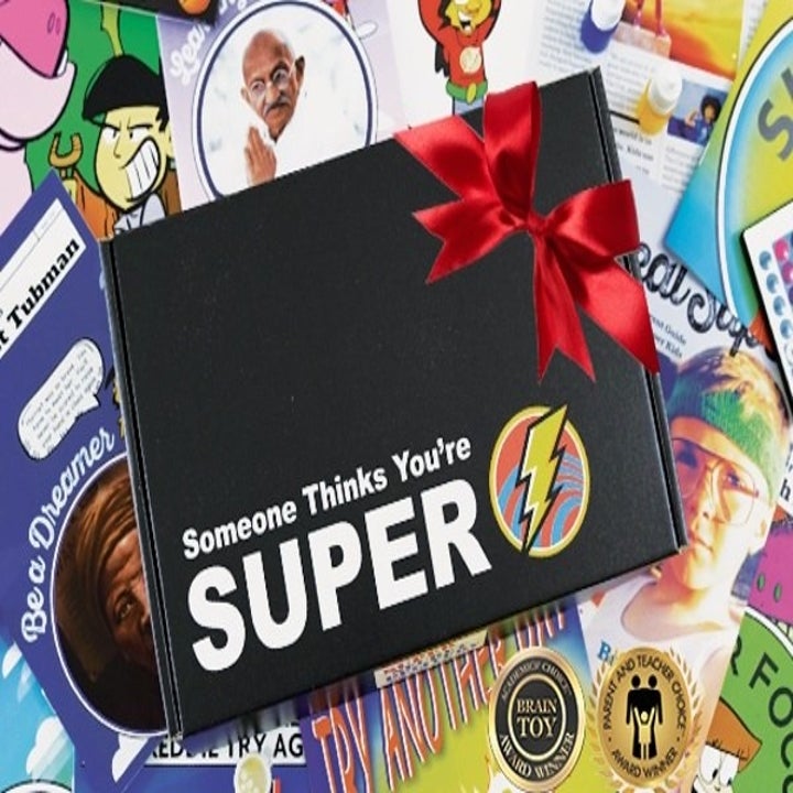 Close-up of the superpower academy box