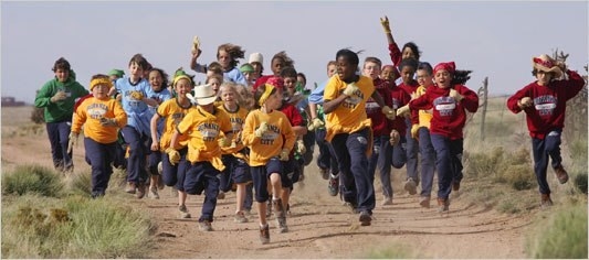 the kids running to start a challenge