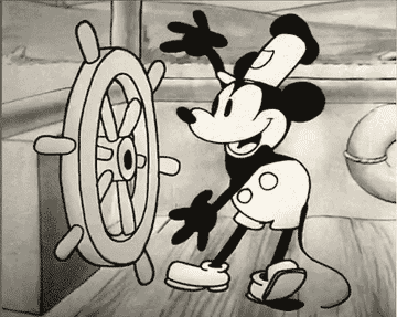 a black and white gif of the original mickey mouse cartoon