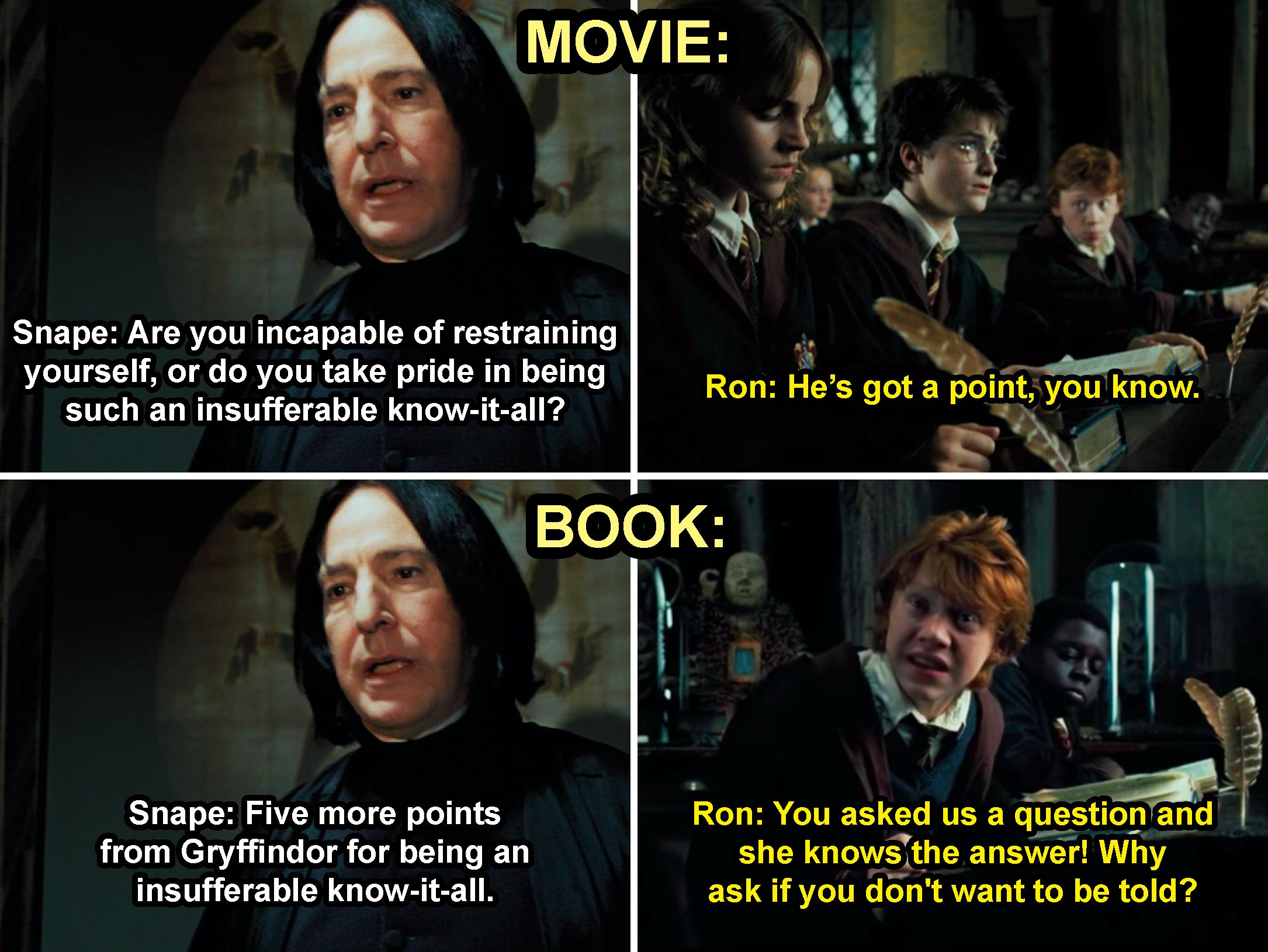 differences between harry potter book 1 and movie