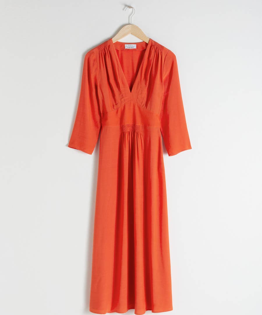 long sleeve empire midi dress other stories & Other Stories - Boat Neck Long Sleeve Midi Dress - Women - Viscose - XS