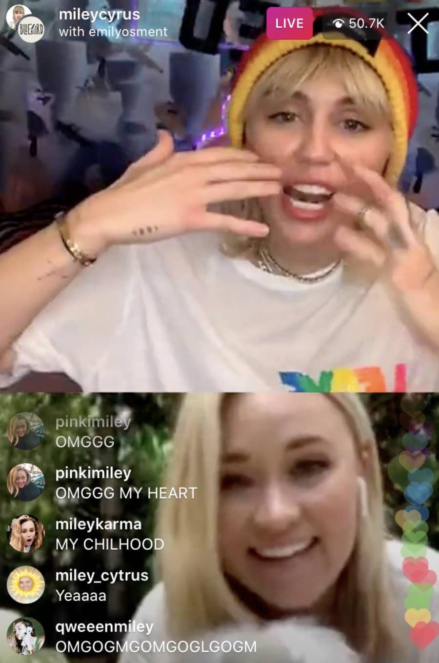 Lesbian Porn Miley Naked - Miley Cyrus And Emily Osment Reunited On Instagram Live