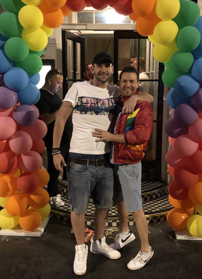 Sam Dowler (right) with boyfriend David