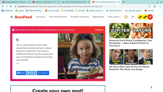 buzzfeed age quiz food