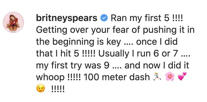 According To Britney Spears Instagram About Her Running Time She S The Fastest Human On The Planet