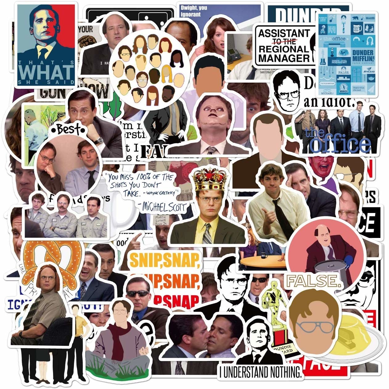 A bunch of stills and quotes from The Office in sticker form 