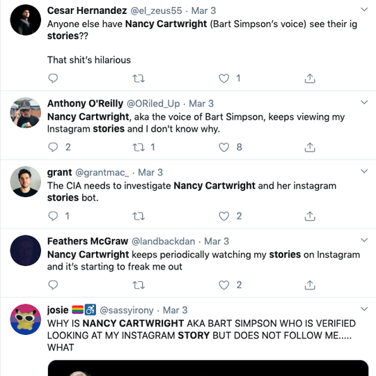 Nancy Cartwright Aka Bart Simpson Appears In Instagram Story Views Nancy Cartwright Aka Bart Simpson Appears In Instagram Story Views