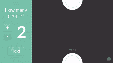 gif of the app showing how you can add how many people you at the meal with