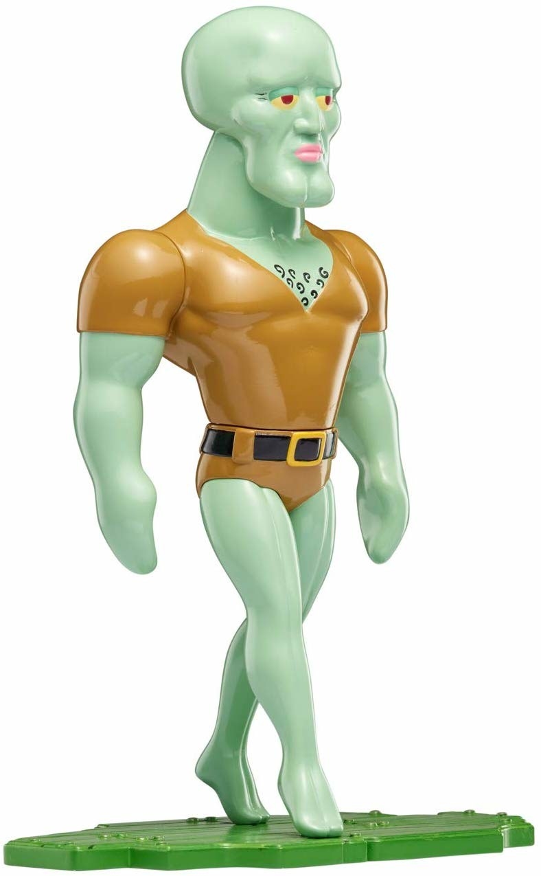 A figurine of Handsome Squidward from &quot;SpongeBob,&quot; complete with tight clothes, a hint of chest hair, and chiseled jaw