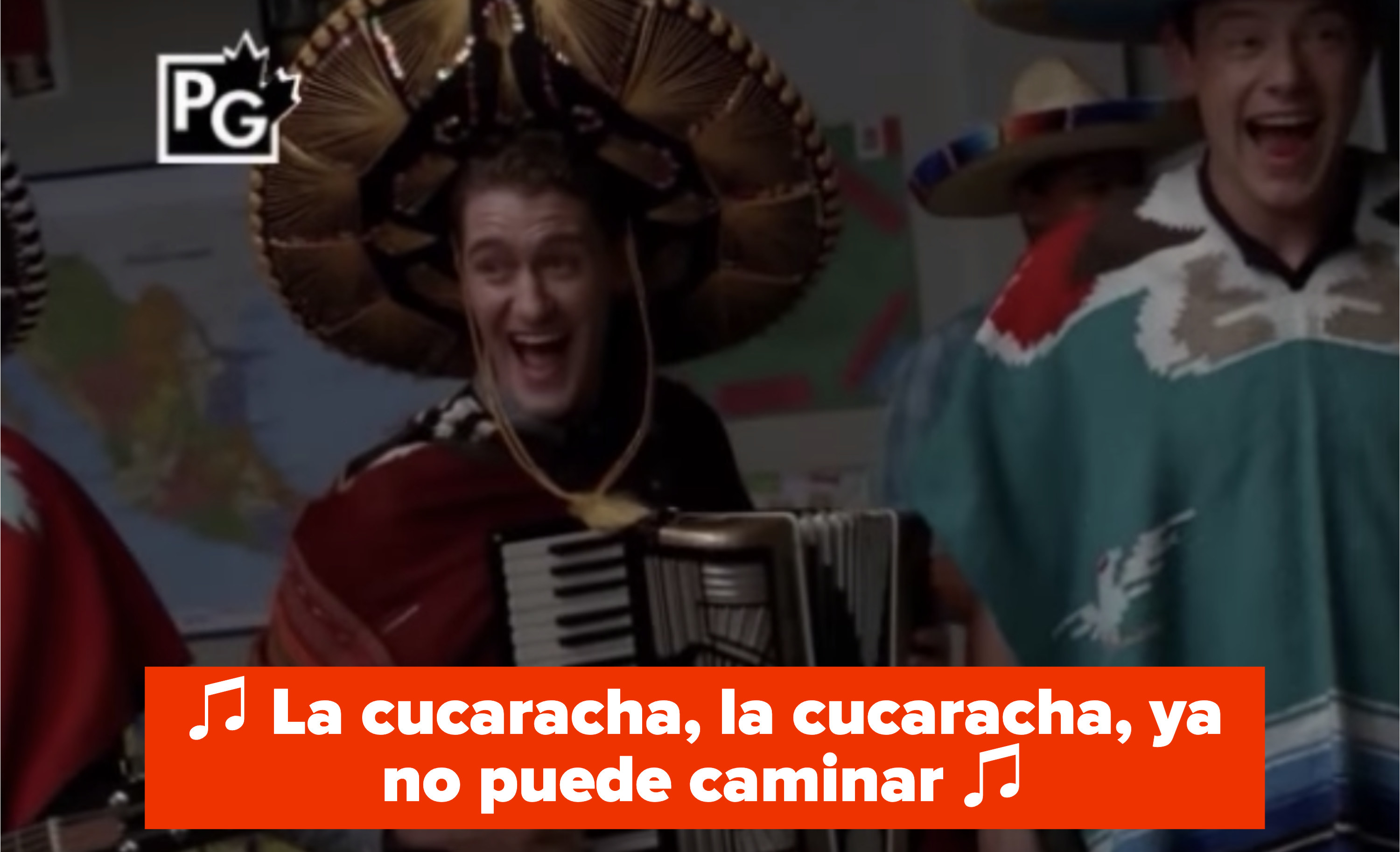 Mr. Schue in a sombrero singing &quot;La Cucaracha&quot; with Finn