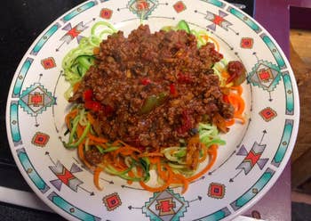 reviewer photo of vegetable pasta with meat sauce