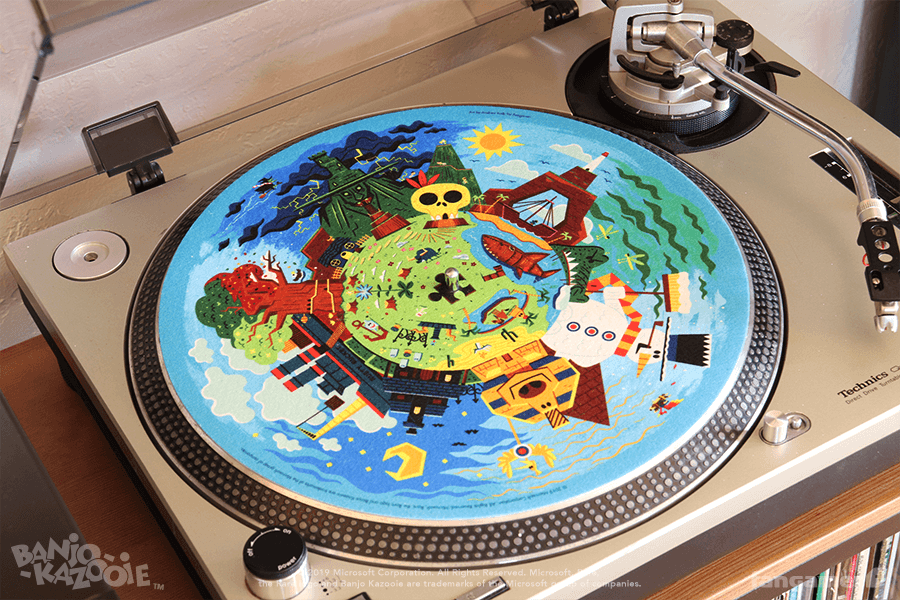a slip mat featuring the banjo kazooie map