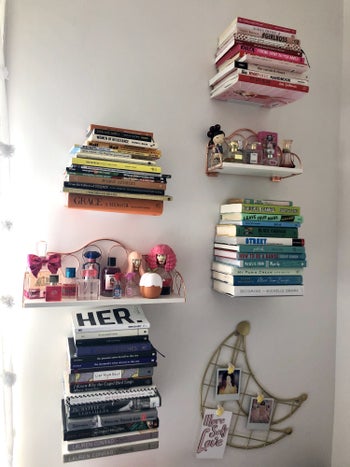 BuzzFeed editor's floating bookshelves on her bedroom wall