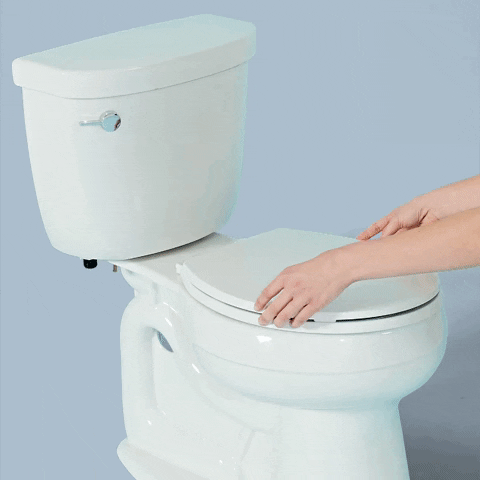 Gif of the Tushy bidet being installed and shooting water