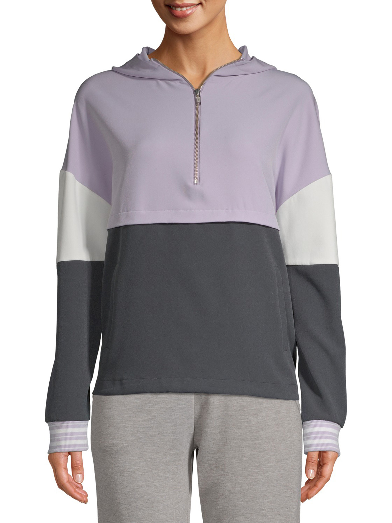 The lavender and grey colorblock sweatshirt