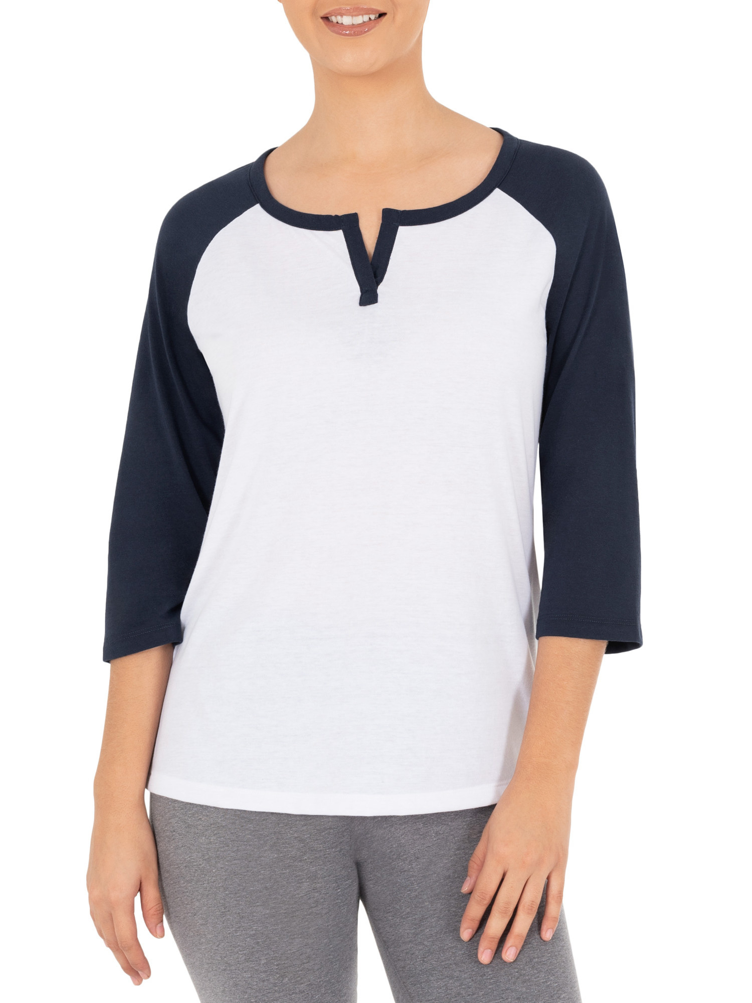 The navy and white long-sleeve T-shirt