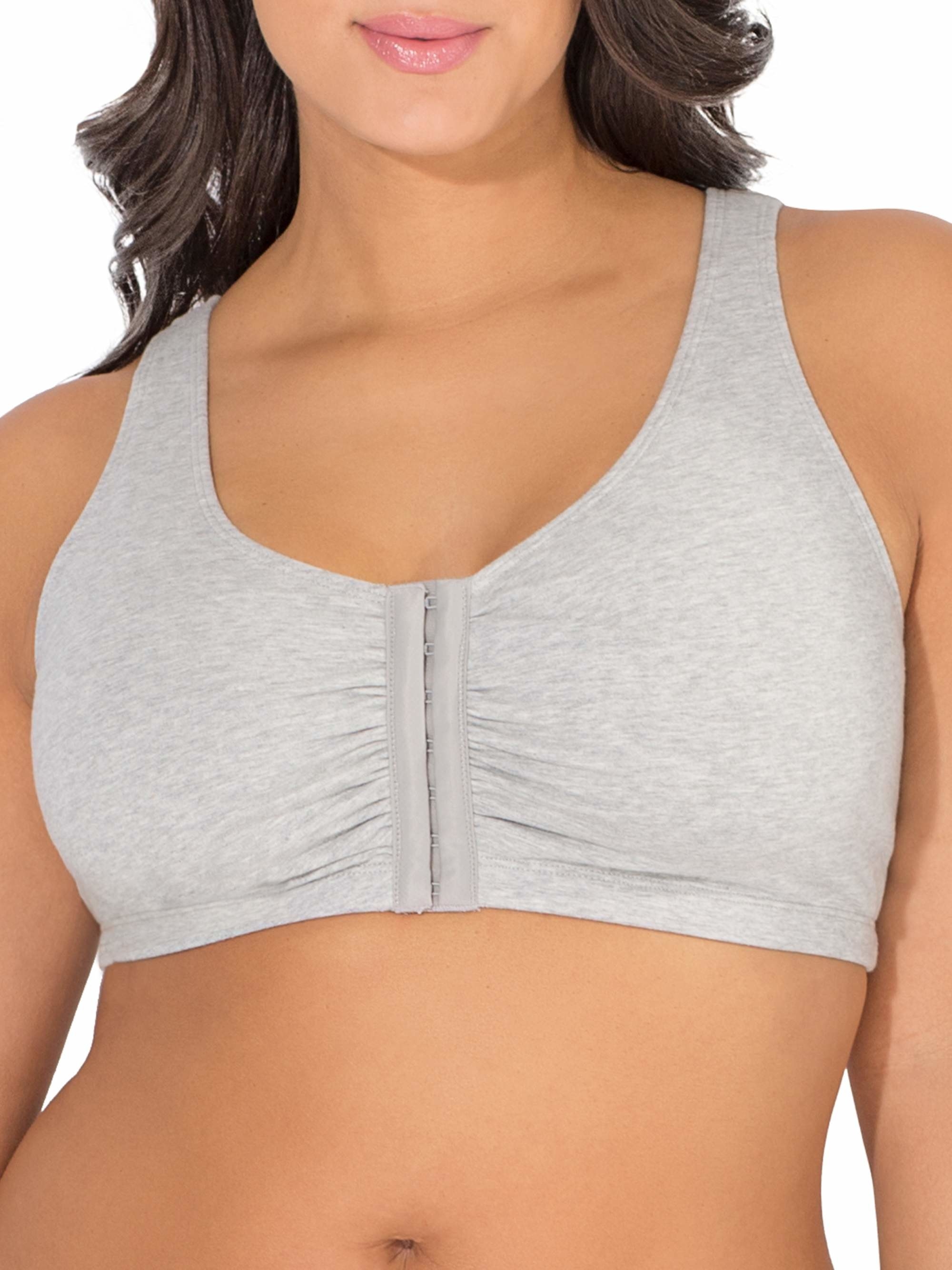 model wearing gray sports bra