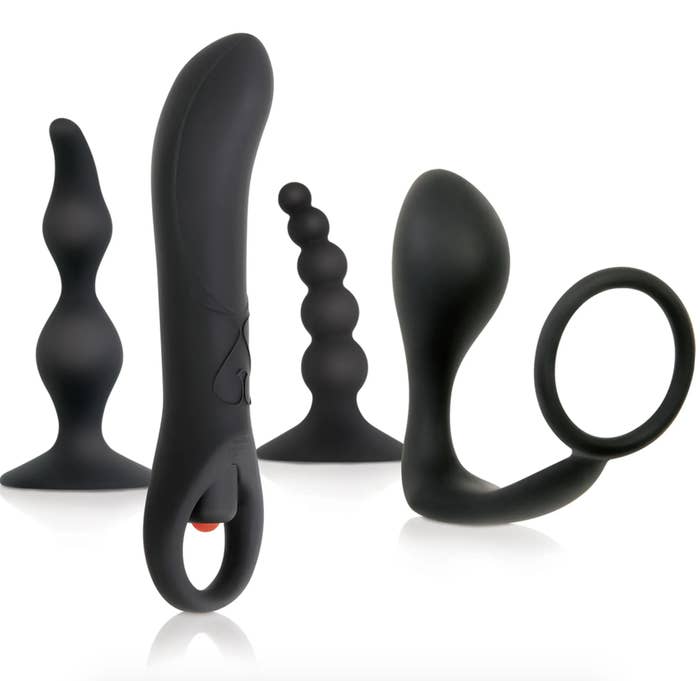 Into to Prostate kit with various ribbed anal plugs