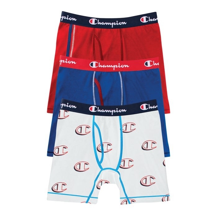 Champion 3-Pack Boxer Briefs Men's Everyday Comfort All Over Logo Underwear New