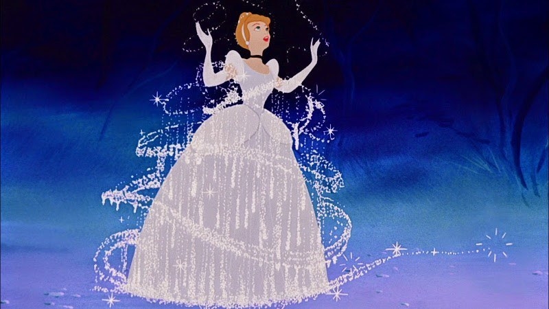 Cinderella transforming into her dress