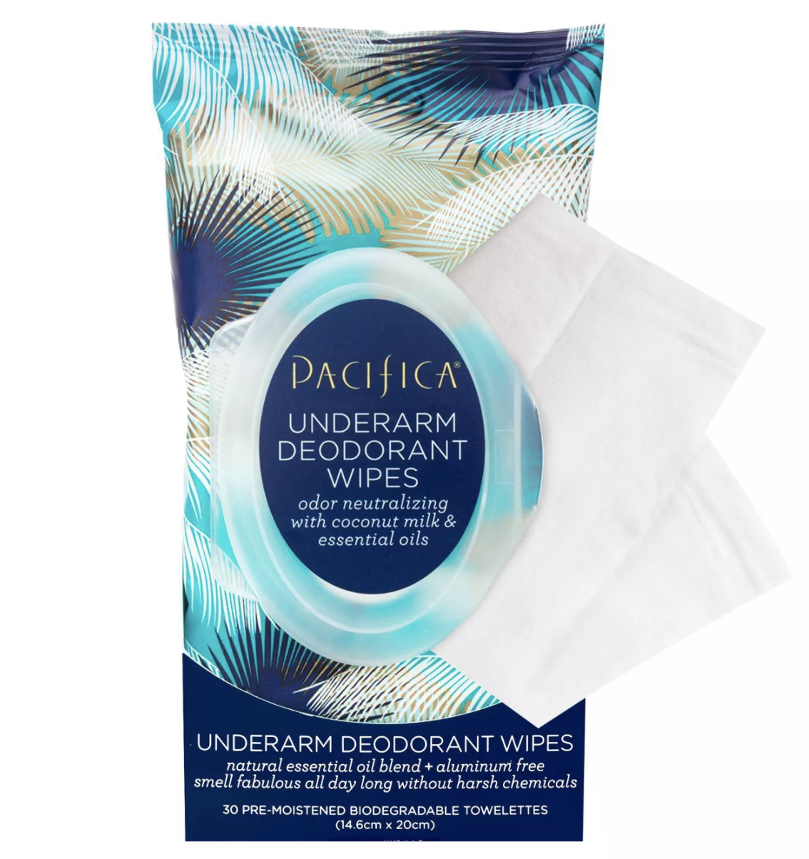 the package of underarm deoderant wipes