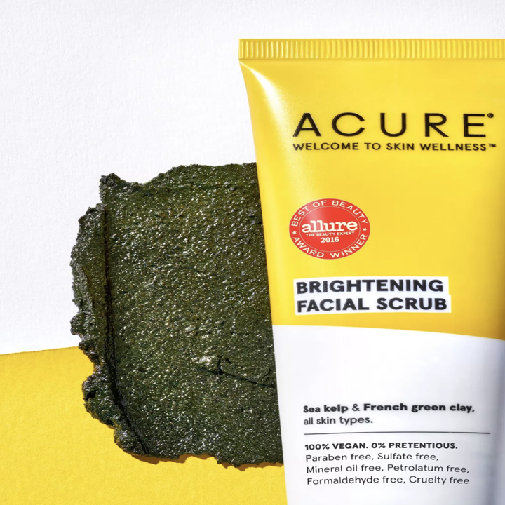 the yellow tube of the product and a close up of the sea kelp and french green scrub
