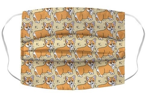 A mask with cartoon corgis showing off their lil butts 