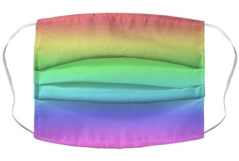 A pastel rainbow ombre face mask