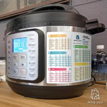 An Instant Pot with the sheets on the side