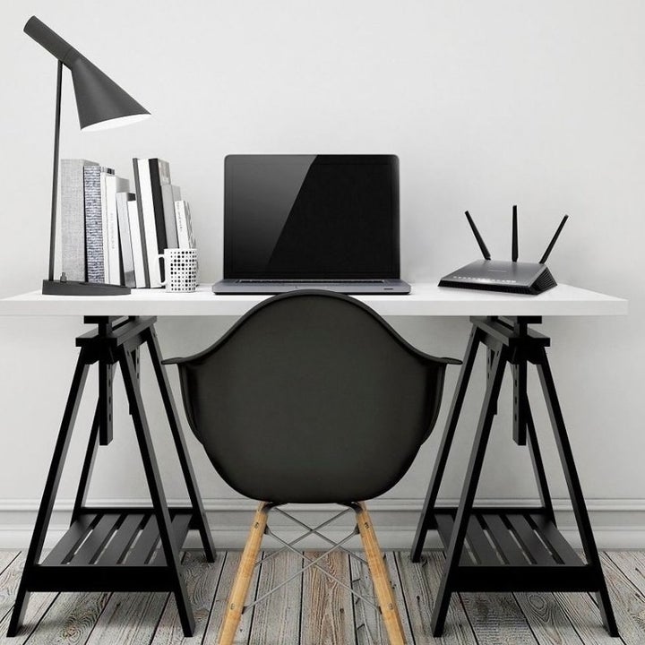 the router on a computer desk