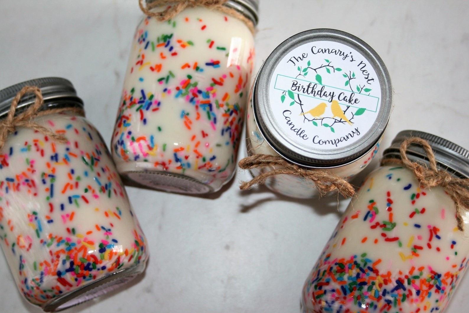 candle with funfetti sprinkles inside 