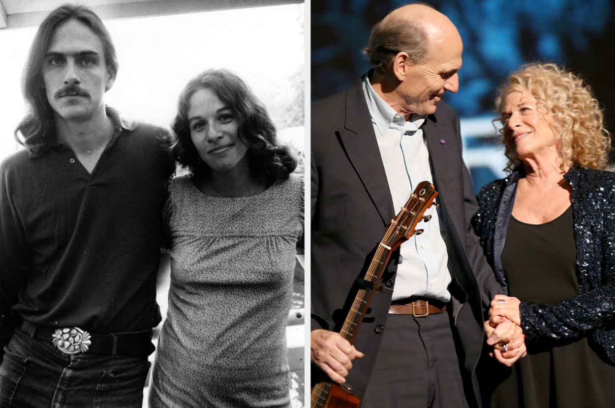 James Taylor and Carole King in 1971; James Taylor and Carole King in 2010