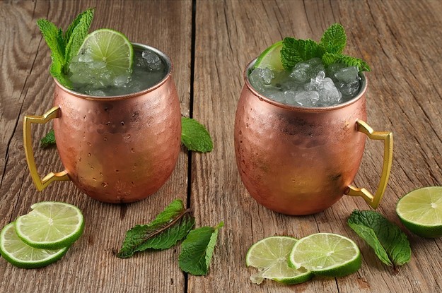 Moscow Mule Copper Mugs with Handles (4-Pack) 1 Shot Glass Classic Drinking  Cup Set Home, Kitchen, Bar Drinkware Helps Keep Drinks Colder, Longer