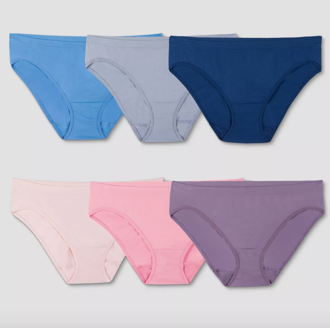 Six colorful pairs of underwear