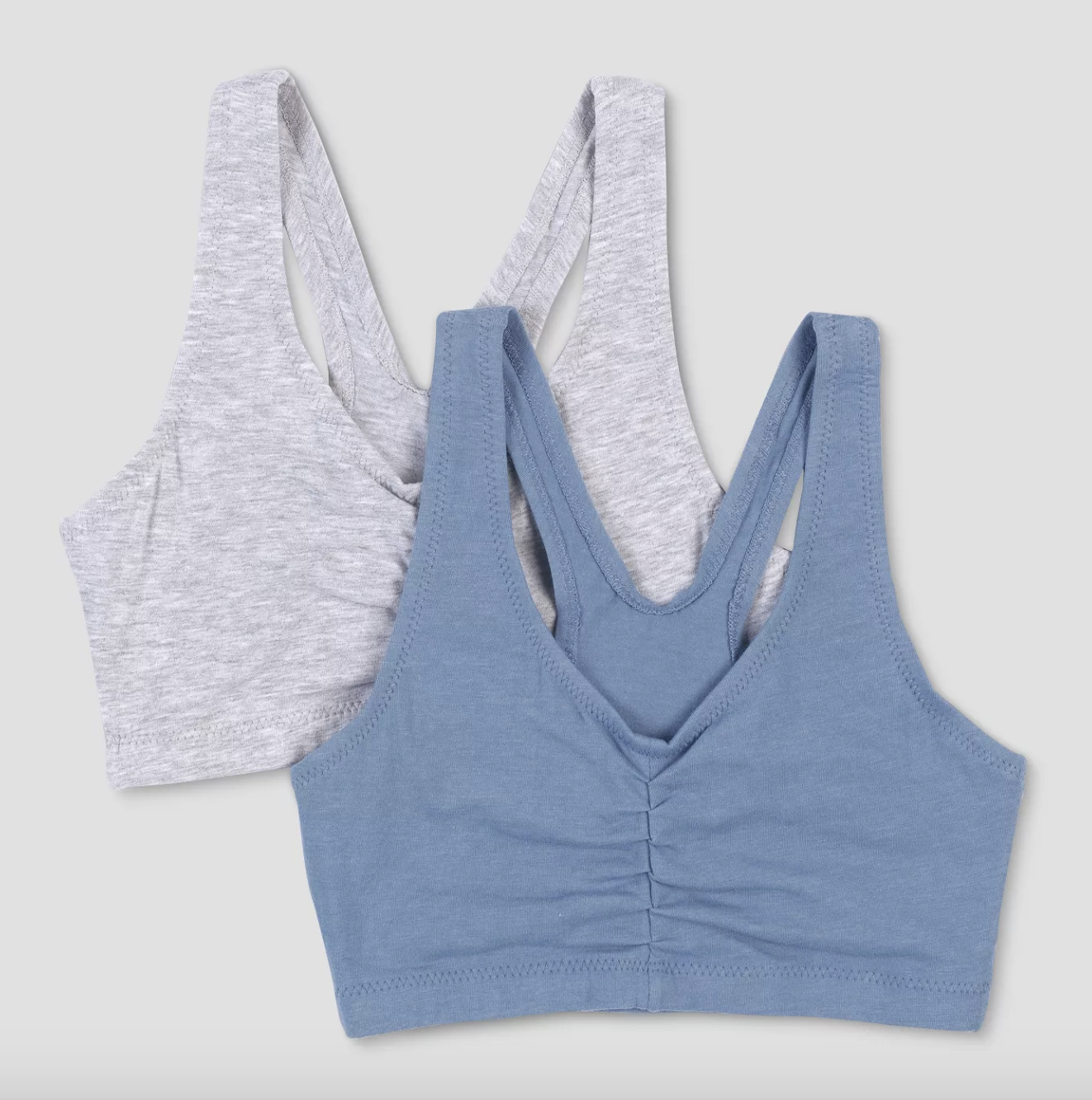 Gray and blue cotton sports bras