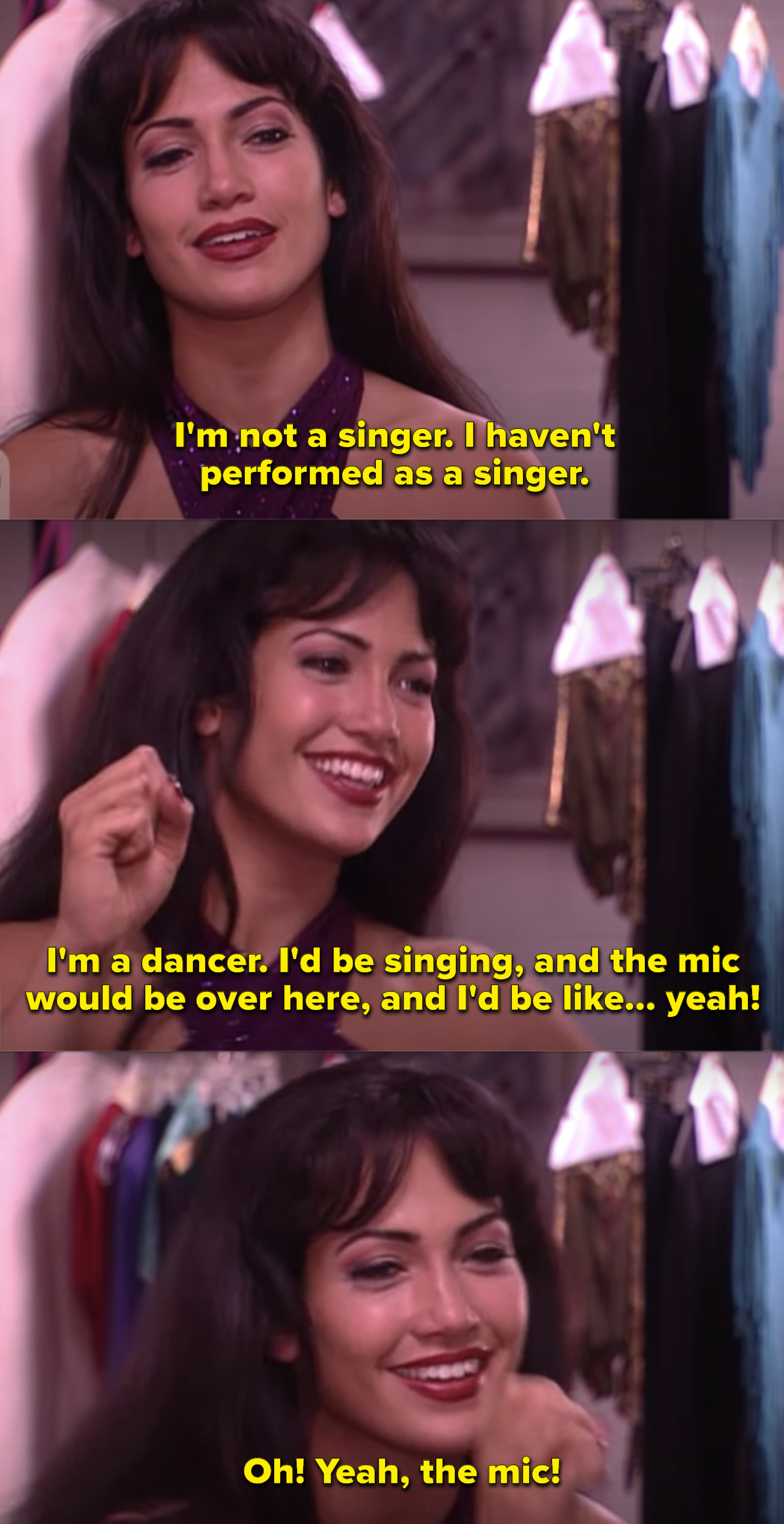 Jennifer Lopez in a behind-the-scenes interview while filming &quot;Selena&quot;