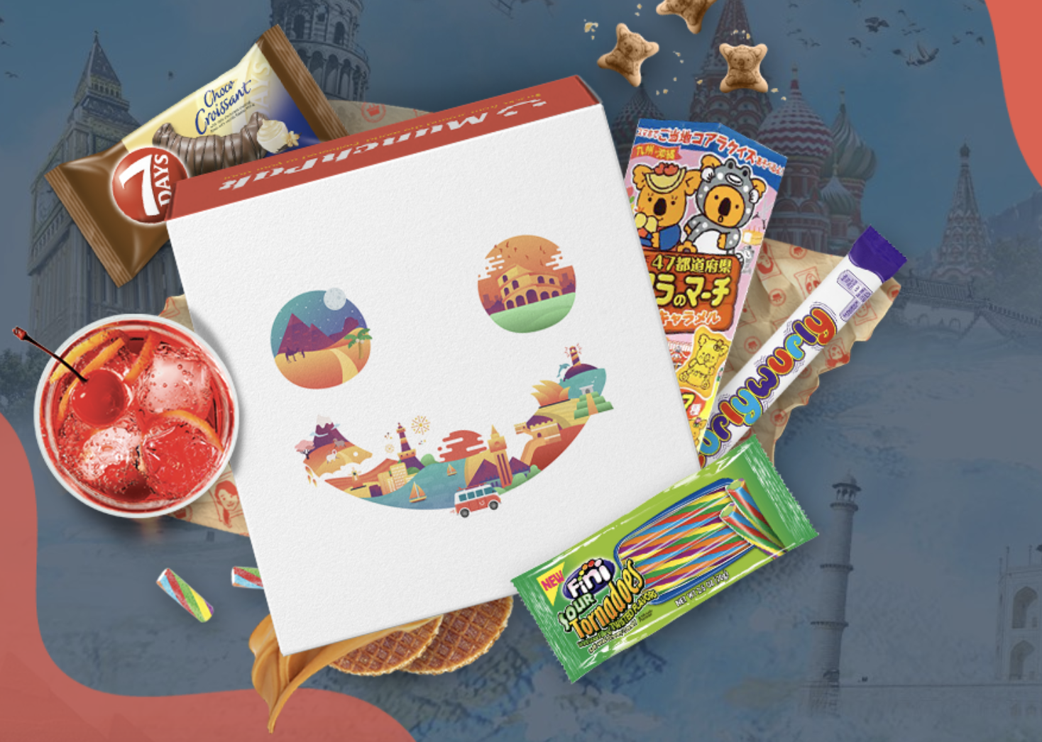 A MunchPak subscription box packed with different snacks, candies, and more food