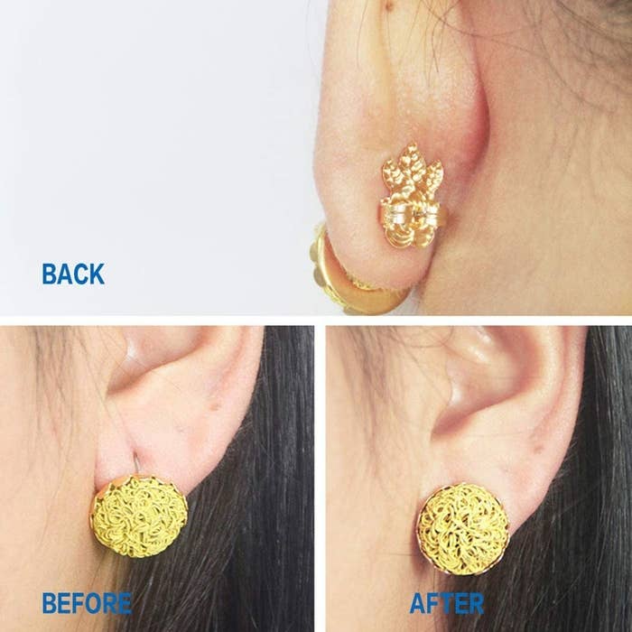 Gold Locking Secure Earring Backs for Studs, Silicone Earring Backs Replacements for Studs/Droopy Ears, No-Irritate Hypoallergenice Earring Backs for