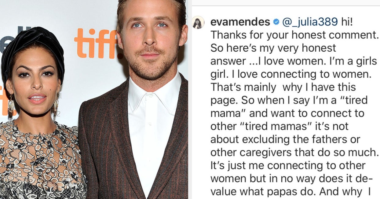 forgænger operatør snap Eva Mendes Defended Ryan Gosling After A Fan Criticized His Parenting On  Instagram