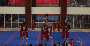 Cheerleaders doing stunts