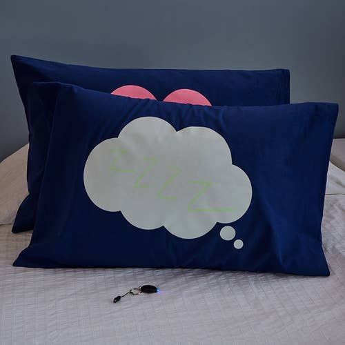 The doodle pillowcase in cloud and heart designs