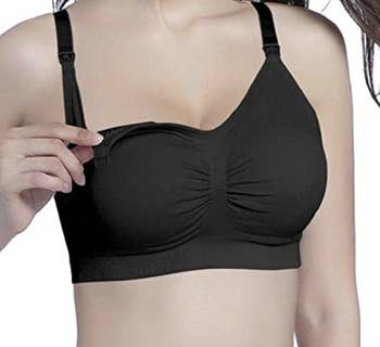 model wearing the bra in black