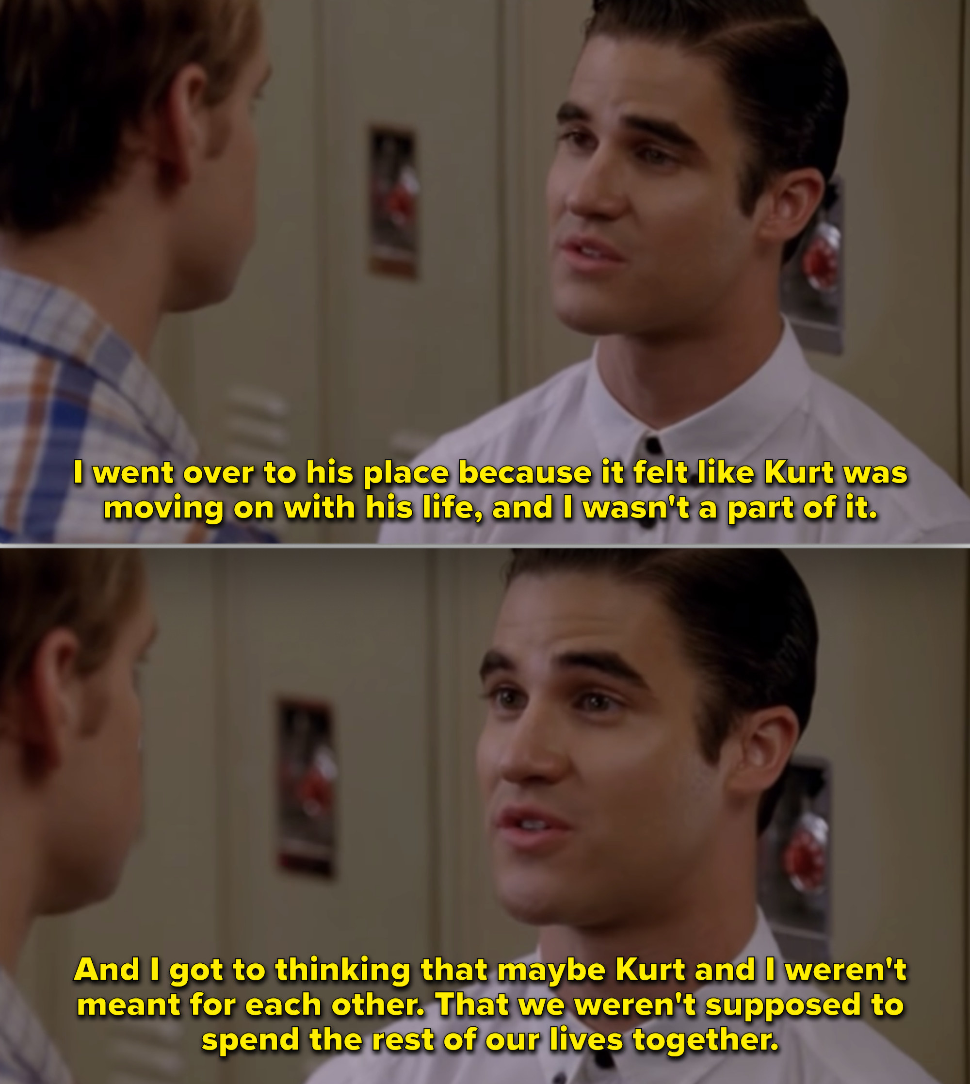 Kurt in the school by the lockers